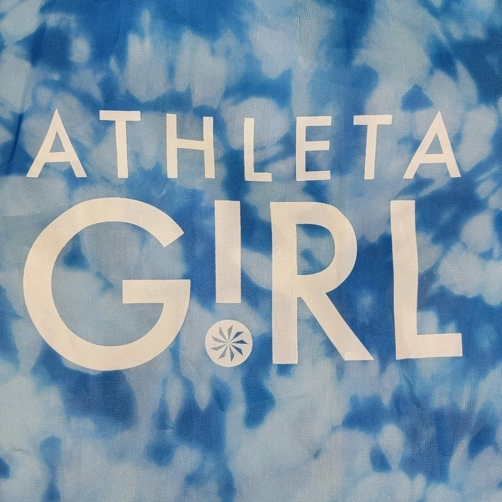 New Athleta Girl Blue Tie Dye Neon Yellow Drawstring Backpack Bag